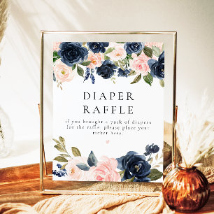 Poster Symbole de bébé Raffle floral Blush de la Marine R