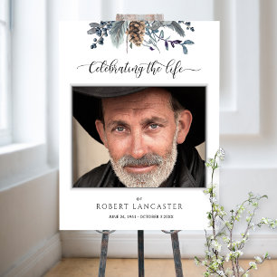 Poster Symbole de bienvenue aux funérailles bleu rustique