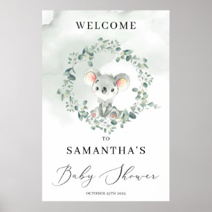 Poster Symbole de bienvenue Cute koala boho vert eucalypt