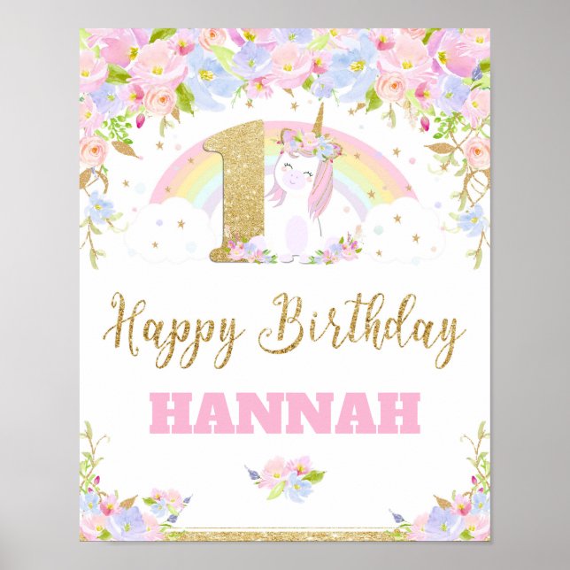 Poster Symbole de bienvenue de la fête du 1er anniversair (Devant)