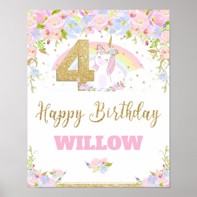 Poster Symbole de bienvenue de la fête du 4e anniversaire (Devant)