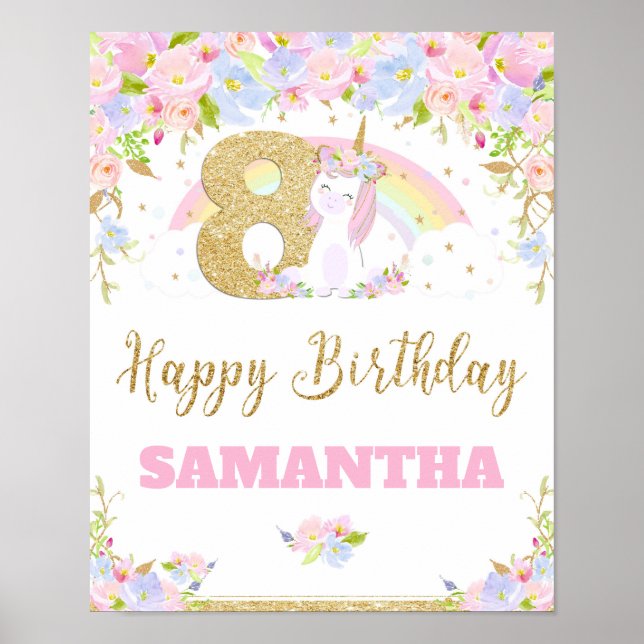 Poster Symbole de bienvenue de la fête du 8e anniversaire (Devant)