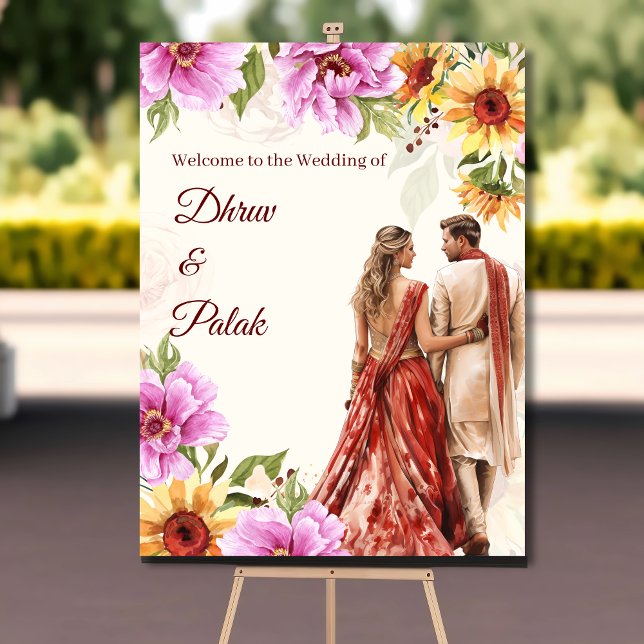 Poster Symbole de bienvenue du mariage indien du couple m (Créateur téléchargé)