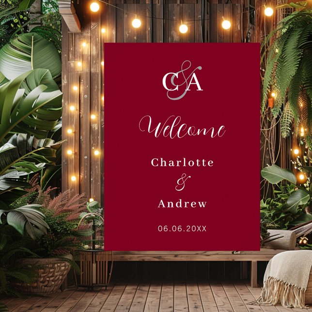 Poster Symbole de bienvenue du mariage monogrammé de Bour (Créateur téléchargé)