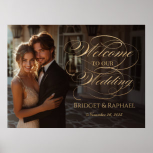 Poster Symbole de bienvenue du mariage photo, élégant scr
