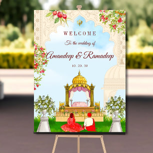 Poster Symbole de bienvenue du mariage Sikh couple Anand 