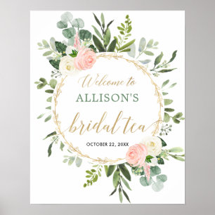 Poster Symbole de bienvenue pour la fête du thé vert rose