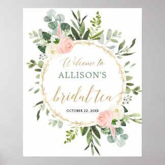 Poster Symbole de bienvenue pour la fête du thé vert rose