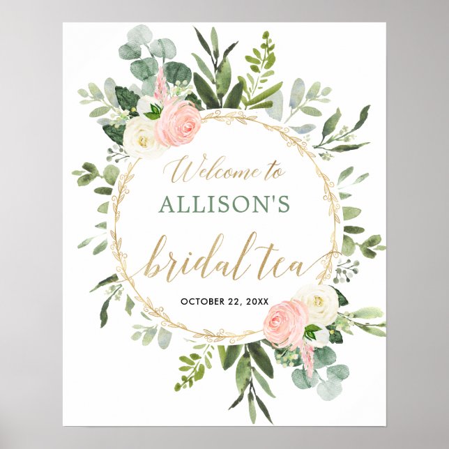 Poster Symbole de bienvenue pour la fête du thé vert rose (Devant)
