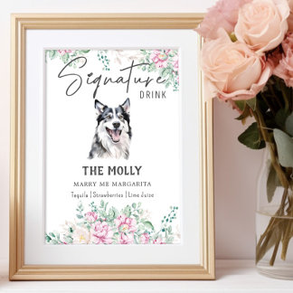 Poster Symbole de boisson de la signature Husky Dog