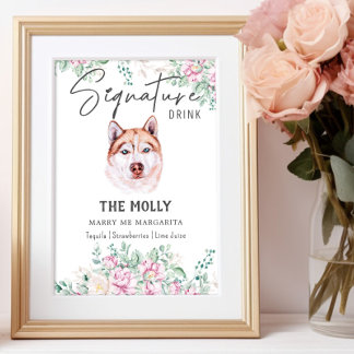 Poster Symbole de boisson de la signature Husky Dog