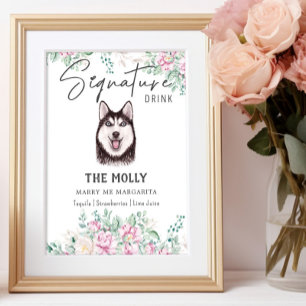 Poster Symbole de boisson de la signature Husky Dog