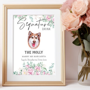 Poster Symbole de boisson de la signature Husky Dog