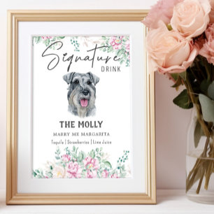Poster Symbole de boisson Schnauzer Dog Signature
