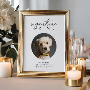 Poster Symbole de boisson Simple Black Floral Animal Sign