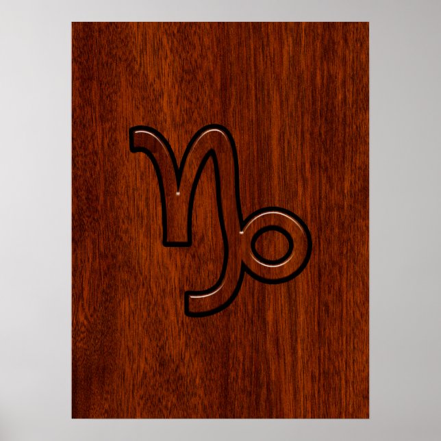 Poster Symbole de Capricorn Zodiac dans Mahogany Brown (Devant)