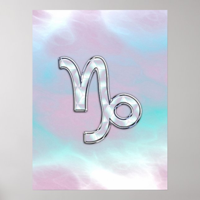 Poster Symbole de Capricorn Zodiac on Mother of Pearl Dec (Devant)