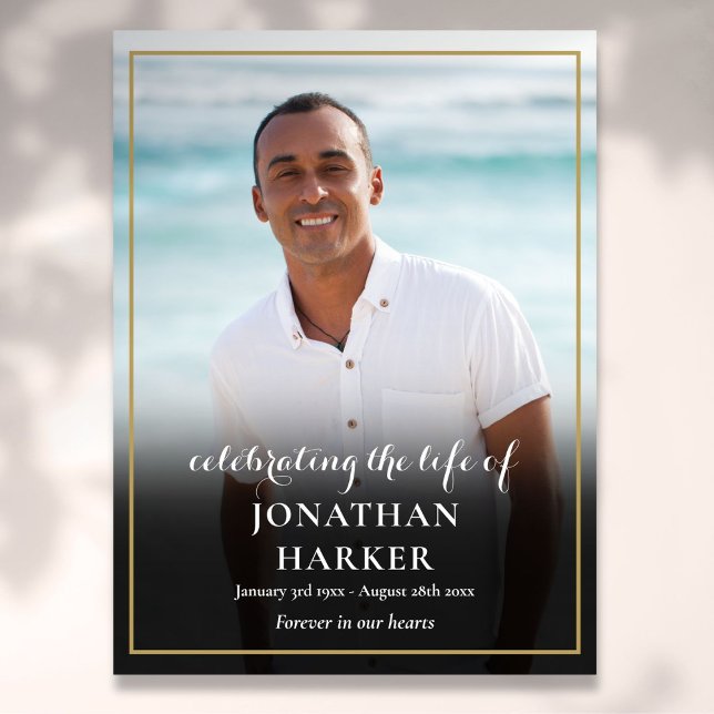 Poster Symbole de célébration de la vie de la photo funér (Modern Funeral Photo Celebration of Life Sign)