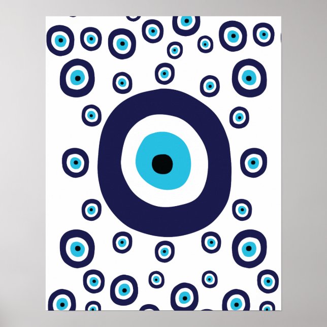 Poster Symbole de charme boho chic nazi mal oeil Lucky (Devant)