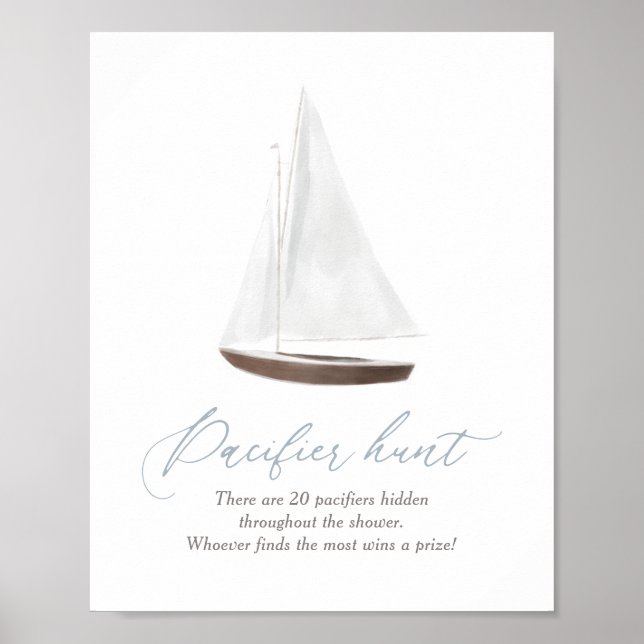 Poster SYMBOLE DE CHASSE Pacifique Baby shower nautique (Devant)