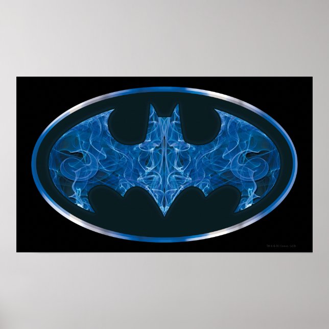 Poster Symbole de chauve-souris à fumée bleue (Devant)