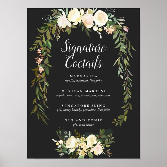 Poster Symbole de Cocktail Floral MARIAGE biologique (Devant)