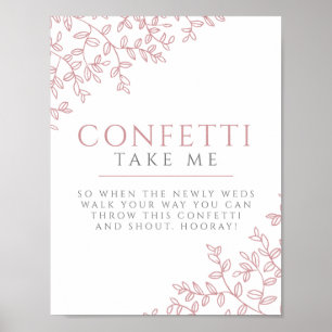Poster Symbole de confetti mariage en feuille rose vif