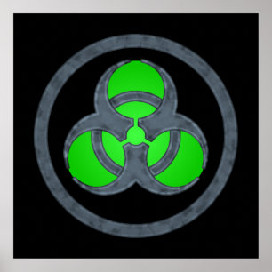 Poster Symbole de danger biologique de la pierre verte