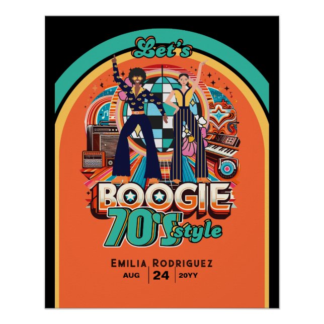 Poster Symbole de danse Boogie Retro Disco (Devant)