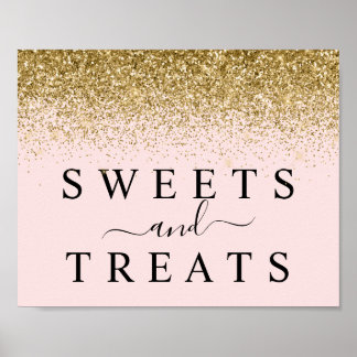 Poster Symbole de dessert Rose & Or Douceurs & Traitement