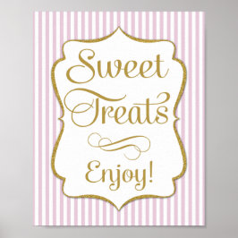 Poster Symbole de dessert Soins doux en or rose