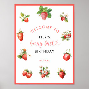 Poster Symbole de fête d'anniversaire du Berry aux fraise