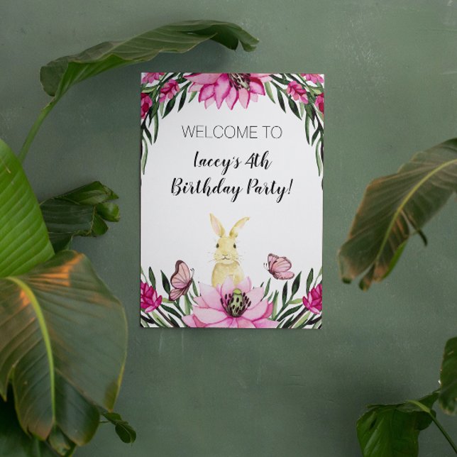 Poster Symbole de fête d'anniversaire du lapin mignon (Créateur téléchargé)