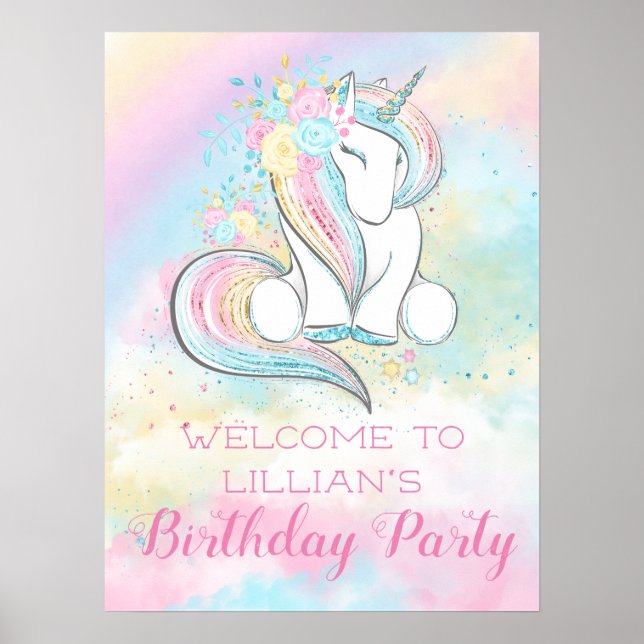 Poster Symbole de fête d'anniversaire Pastel Rainbow Unic (Devant)