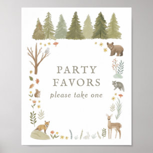 Poster Symbole de fête d'anniversaire Woodland