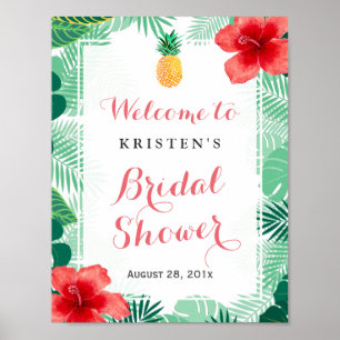 Poster Symbole de Fête des mariées de l'hibiscus à ananas