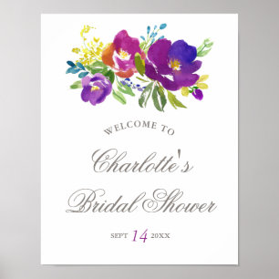 Poster Symbole de Fête des mariées florale violet romanti