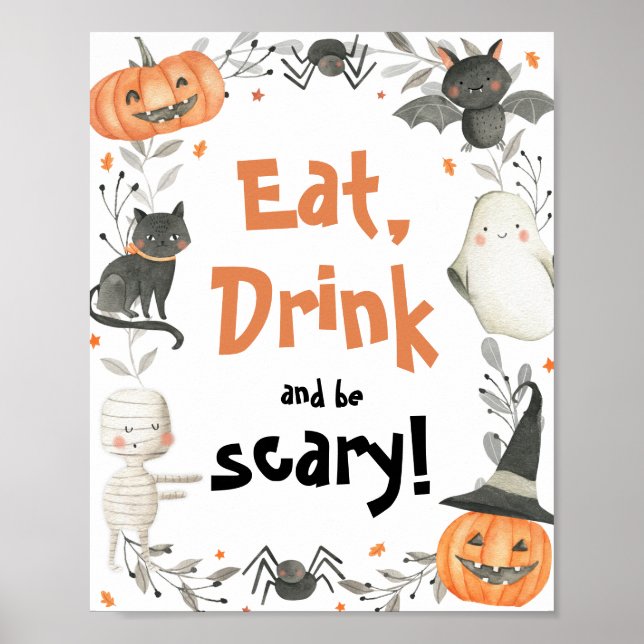 Poster Symbole de fête d'Halloween Ghost Eat Drink Be Eff (Devant)