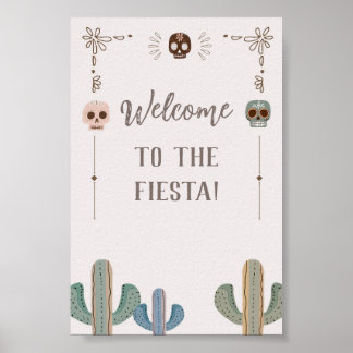 Poster Symbole de fête personnalisé Cactus du crâne mexic