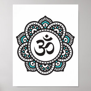 Poster Symbole de fleur de lotus Om spirituel yoga bouddh