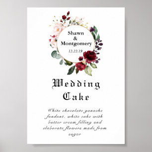 Poster SYMBOLE DE Gâteau Mariage Bourgogne Rouge