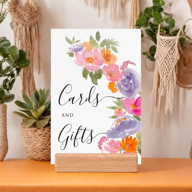 Poster Symbole de graduation d'une photo florale violet r (Pretty pink purple floral photo graduation sign)