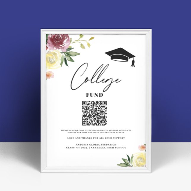 Poster Symbole de graduation florale du fonds universitai (Créateur téléchargé)