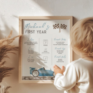 Poster Symbole de jalon de voiture de course rétro