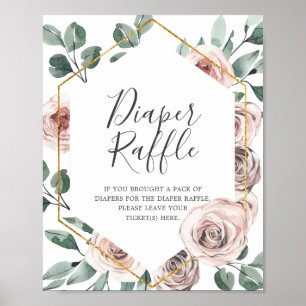 Poster Symbole de jauge de Baby shower Rose Boho