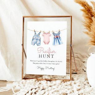 Poster SYMBOLE DE JEU Baby shower de chasse Jean Pacifier