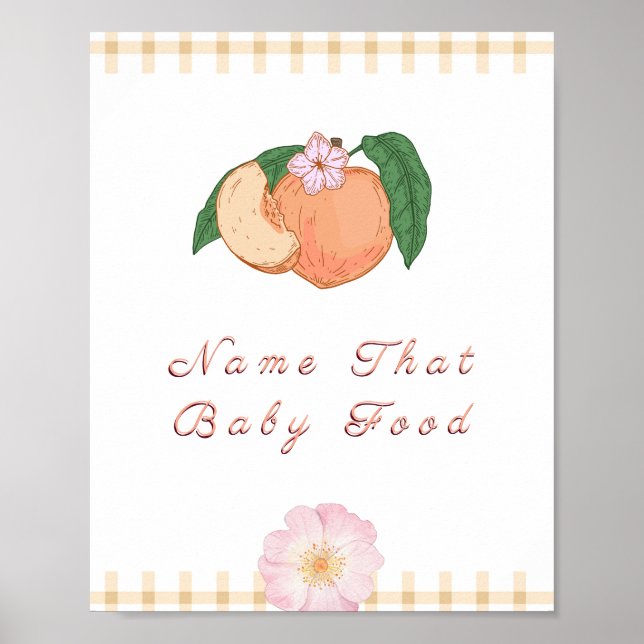 Poster SYMBOLE DE JEU Baby shower Sweet Little Peach (Devant)