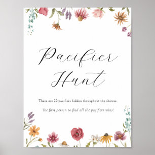 Poster SYMBOLE DE JEU DE Baby shower DE CHASSE fleur sauv