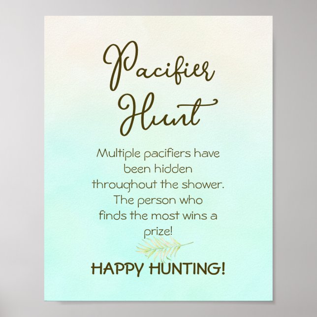 Poster SYMBOLE DE JEU DE CHASSE Baby shower vert (Devant)