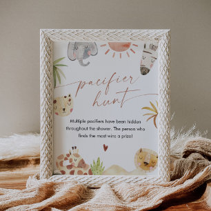 Poster SYMBOLE DE JEU DU Baby shower DE CHasse SAFARI